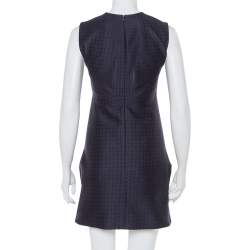 Celine Navy Blue Brocade Sleeveless Sheath Dress S