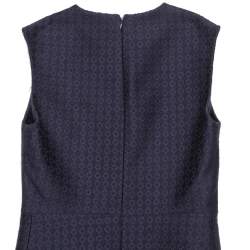 Celine Navy Blue Brocade Sleeveless Sheath Dress S