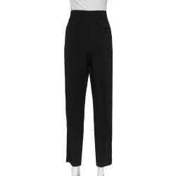 Celine Black Crepe Zip Detail Tapered Leg Trousers M