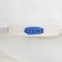 Pre Owned Celine White Cotton Contrast Trim Detail Button Front Phoebe Philo Long Shirt M