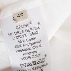 Pre Owned Celine White Cotton Contrast Trim Detail Button Front Phoebe Philo Long Shirt M