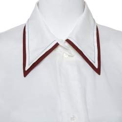 Pre Owned Celine White Cotton Contrast Trim Detail Button Front Phoebe Philo Long Shirt M