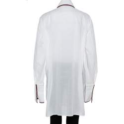 Pre Owned Celine White Cotton Contrast Trim Detail Button Front Phoebe Philo Long Shirt M