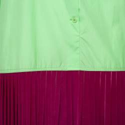 Celine Neon Green & Purple Color Block Reverse Closure Detail Oversized Midi Dress M