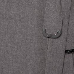 Celine Grey Wool Waist Tie Detail Faux Wrap Asymmetric Hem Skirt M