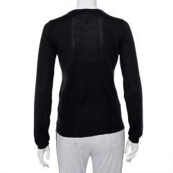 Celine Black Cashmere & Silk Button Front Cardigan M