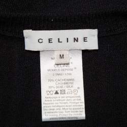 Celine Black Cashmere & Silk Button Front Cardigan M