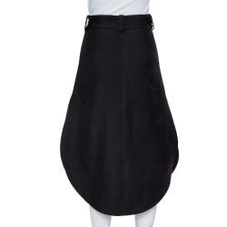 Celine Black Wool Rounded Hem Midi Skirt S