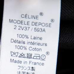 Celine Black Wool Rounded Hem Midi Skirt S