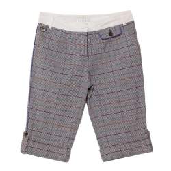 Celine Vintage Grey Micro Check Pattern Cotton Shorts S
