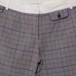 Celine Vintage Grey Micro Check Pattern Cotton Shorts S