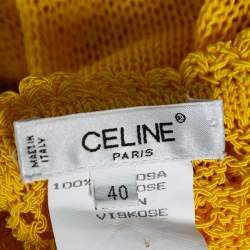 Celine Vintage Yellow Open Knit Long Tank Top & Maxi Skirt M