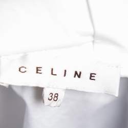 Pre Owned Celine White Cotton Ruffled Neck Detail Shirt M
