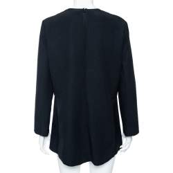 Pre Owned Celine Black Crepe Peplum Detailed Top L