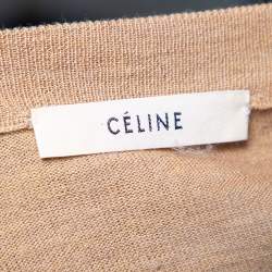 Celine Light Brown Merino Wool And Silk Collar Detail Sweater M