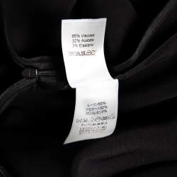 Celine Black Crepe Pleated Detail Asymmetrical Hem Midi Skirt S
