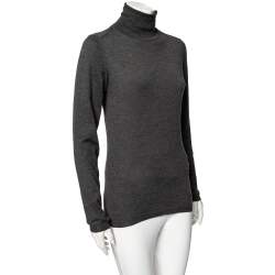 Pre Owned Celine Grey Cashmere Silk Turtle Neck Long Sleeve Jumper M