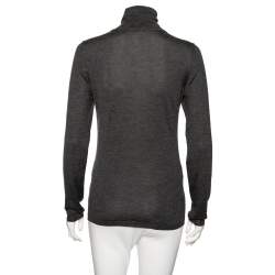 Pre Owned Celine Grey Cashmere Silk Turtle Neck Long Sleeve Jumper M
