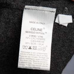 Pre Owned Celine Grey Cashmere Silk Turtle Neck Long Sleeve Jumper M