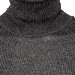 Pre Owned Celine Grey Cashmere Silk Turtle Neck Long Sleeve Jumper M