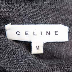 Pre Owned Celine Grey Cashmere Silk Turtle Neck Long Sleeve Jumper M