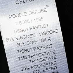 Pre Owned Celine Black Crepe & Silk Cut-Out Back Detailed Long Sleeve Dress M