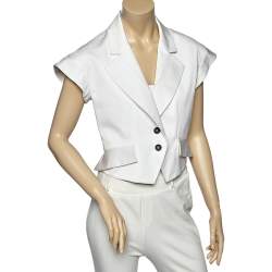 Celine Off-White Cotton Button Front Vest M