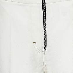 Celine Cream Textured Silk Zip Front Pants M