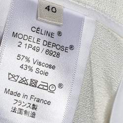 Celine Cream Textured Silk Zip Front Pants M