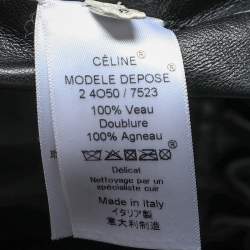 Celine Black Leather Drawstring Tie Cropped Cape M