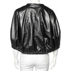 Celine Black Leather Drawstring Tie Cropped Cape M