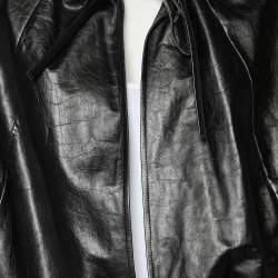 Celine Black Leather Drawstring Tie Cropped Cape M