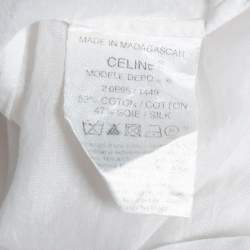 Celine White Cotton & Silk Pintuck Detail Sleeveless Top M