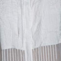 Celine White Cotton & Silk Pintuck Detail Sleeveless Top M