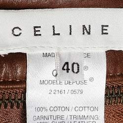 Celine Indigo Macadam Denim Detachable Leather Belt Skirt M
