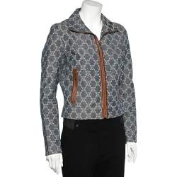 Celine Indigo Macadam Denim Zip Front Jacket M