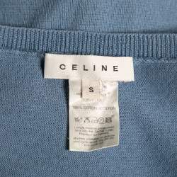 Pre Owned Celine Blue Knit Sleeveless Sweater S