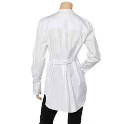 Pre Owned Celine White Cotton Long Sleeve Button Front Tuxedo Shirt M