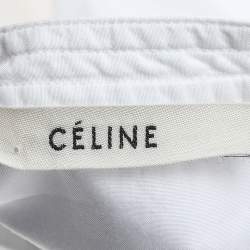 Pre Owned Celine White Cotton Long Sleeve Button Front Tuxedo Shirt M