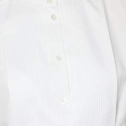 Pre Owned Celine White Cotton Long Sleeve Button Front Tuxedo Shirt M