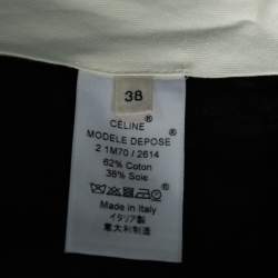 Pre Owned Celine Black Cotton & Silk Contrast Trim Detailed Flared Pants M