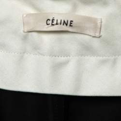 Pre Owned Celine Black Cotton & Silk Contrast Trim Detailed Flared Pants M