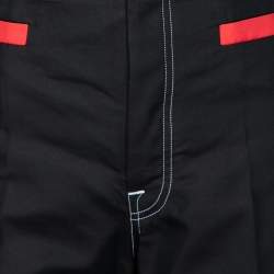 Pre Owned Celine Black Cotton & Silk Contrast Trim Detailed Flared Pants M