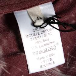 Pre Owned Celine Red Printed Silk Pocketed Dress L