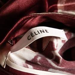Pre Owned Celine Red Printed Silk Pocketed Dress L