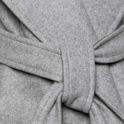 Pre Owned Celine Grey Wool and Leather Side Slit Detailed Belted Coat M