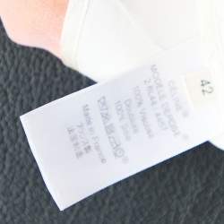 Pre Owned Celine Orange & White Paneled Crepe Dress L