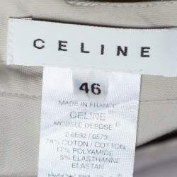 مملوكة مسبقًا Celine Light Beige Cotton Pleat Detailed Plunge Neck Dress XL