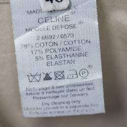 مملوكة مسبقًا Celine Light Beige Cotton Pleat Detailed Plunge Neck Dress XL