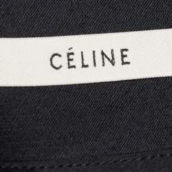 Celine Black Wool Pleat Detailed Knee Length Skirt L